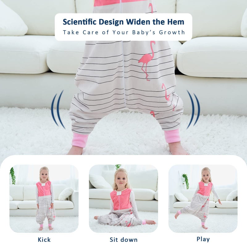 MICHLEY Toddler Sleeping Sack with Feet Newborn Infant Sleeveless Sleeping Bag 2-way Zipper Baby Wearable Blanket for Walkers,Pink Bird,1-3T - Image 5